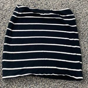 Black and white striped mini skirt